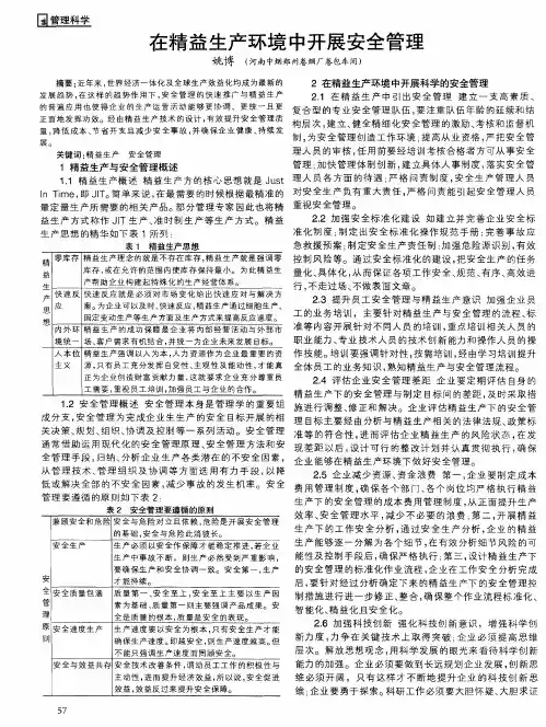 在精益生产环境中开展安全管理