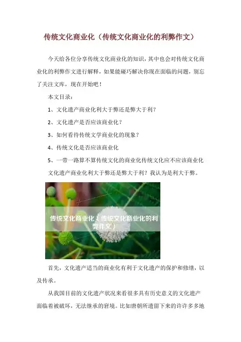 传统文化商业化(传统文化商业化的利弊作文)