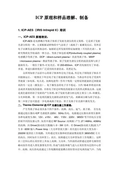 ICP原理和样品溶解、制备