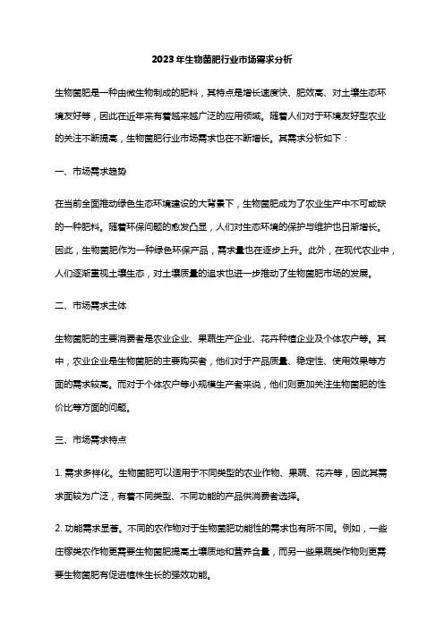 2023年生物菌肥行业市场需求分析