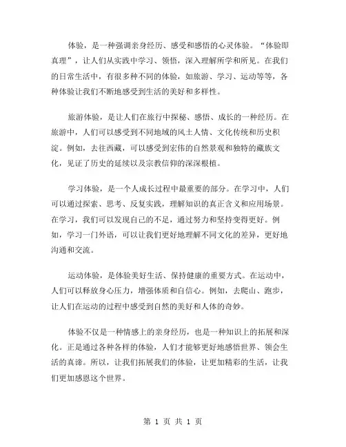 体验的高中作文范文