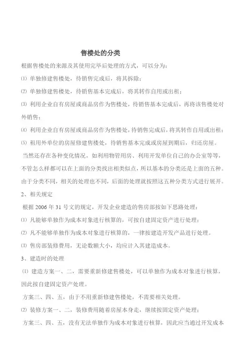 房地产开发公司售楼部的相关费用账务处理总结