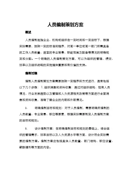 人员编制策划方案