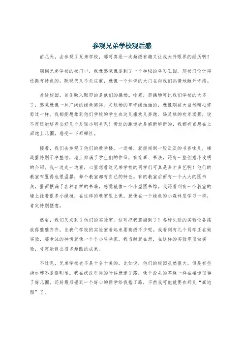 参观兄弟学校观后感