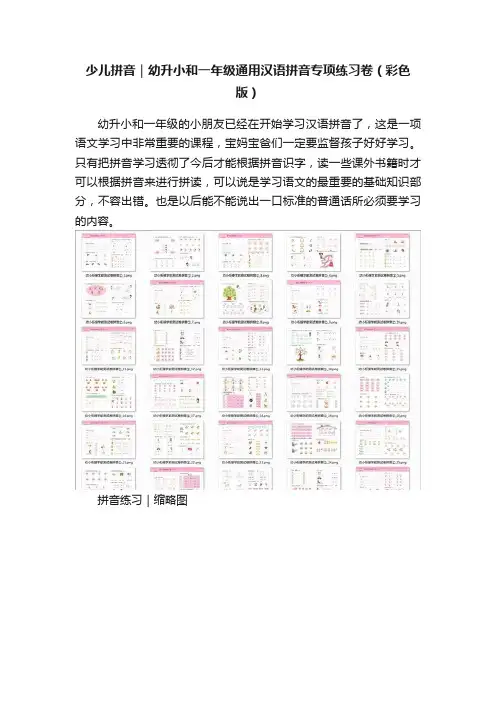 少儿拼音｜幼升小和一年级通用汉语拼音专项练习卷（彩色版）