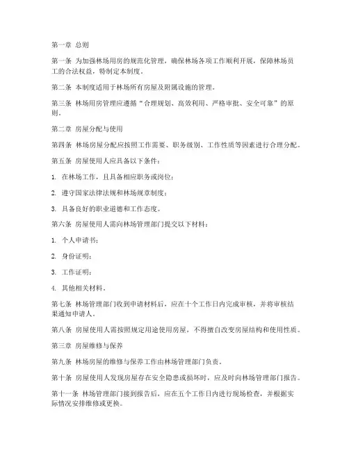林场用房管理制度范本