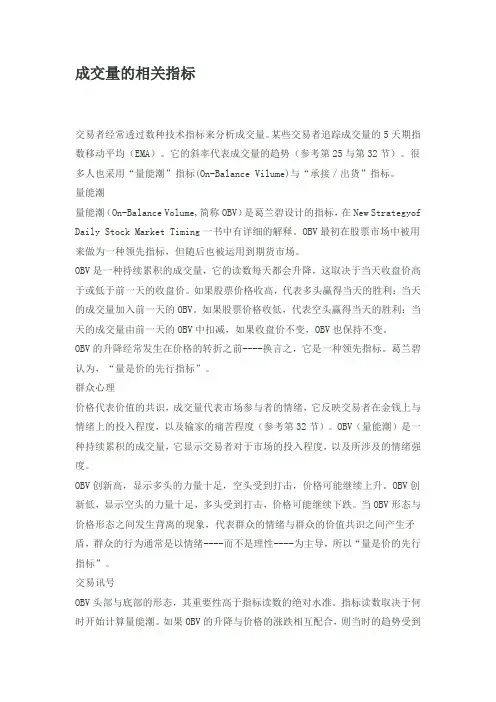 成交量的相关指标