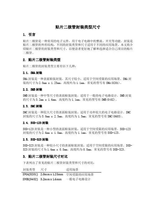 贴片二极管封装类型尺寸