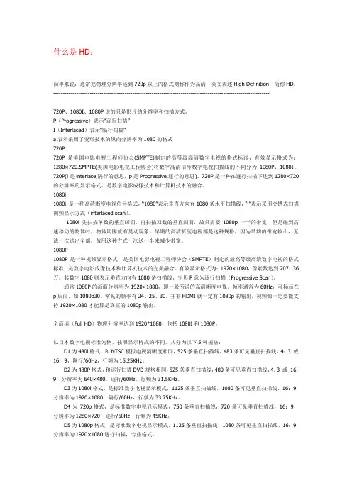 高清视屏hd知识介绍