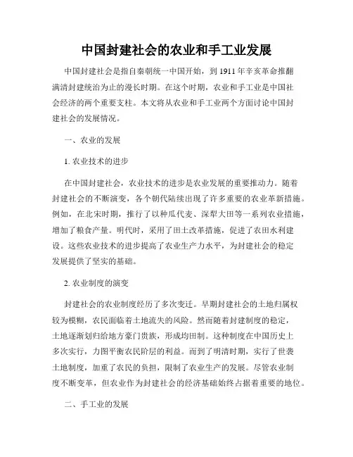中国封建社会的农业和手工业发展