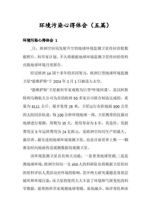 环境污染心得体会(五篇)