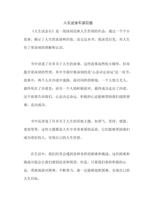 人生试金石读后感