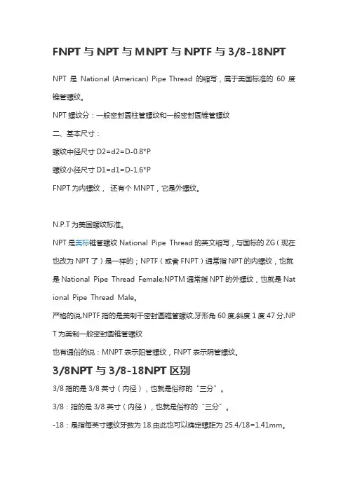 FNPT与NPT与MNPT与NPTF与3_8_18NPT