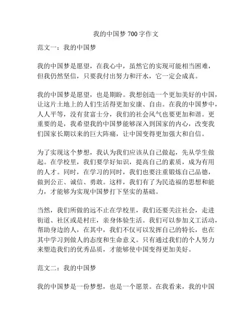 我的中国梦700字作文