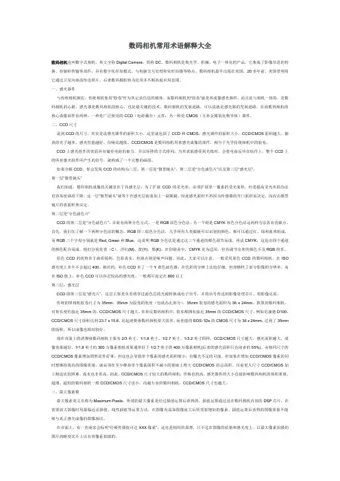 数码相机常用术语解释大全