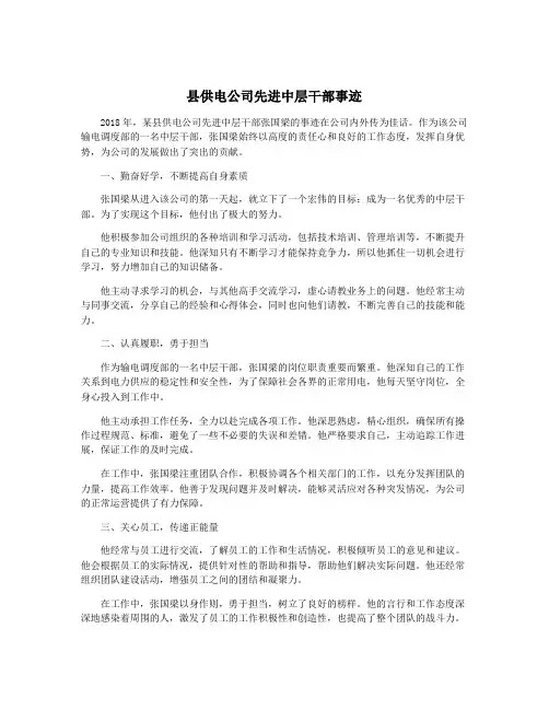 县供电公司先进中层干部事迹