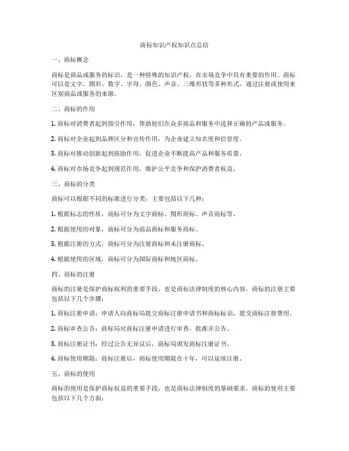 商标知识产权知识点总结