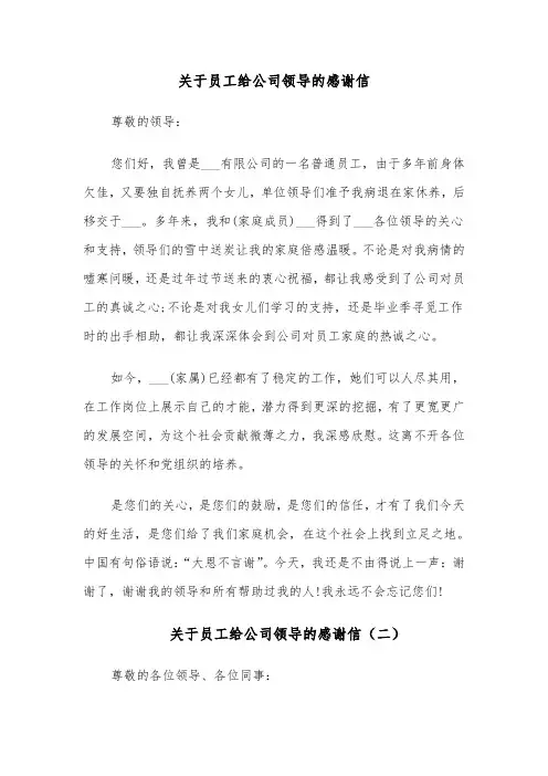 关于员工给公司领导的感谢信(六篇)
