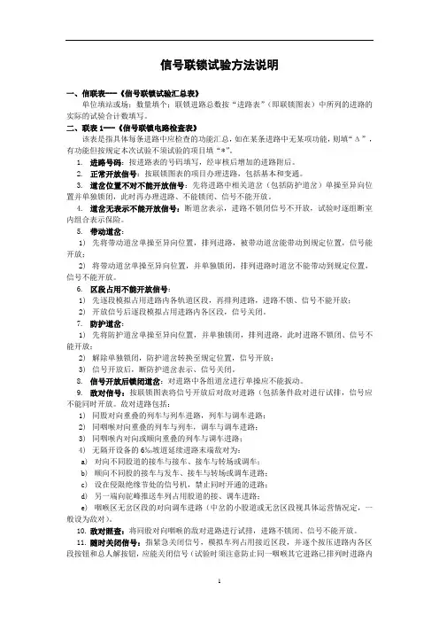 信号联锁试验方法说明