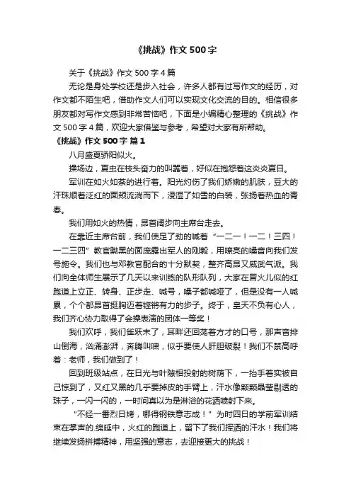 关于《挑战》作文500字4篇