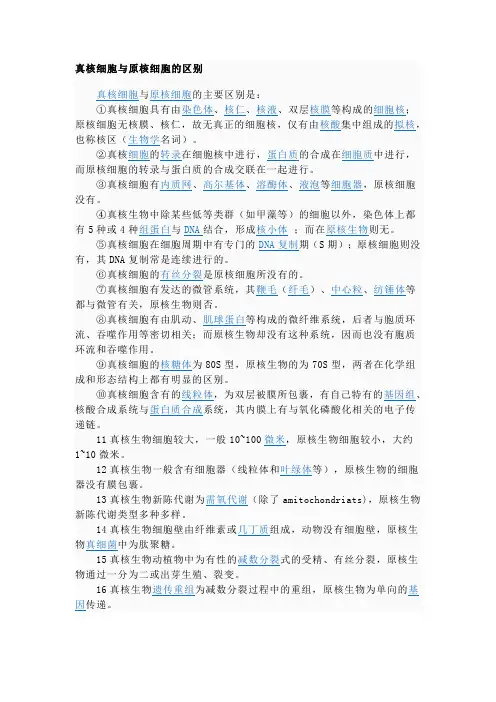 真核细胞与原核细胞的区别