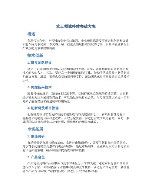 重点领域持续突破方案