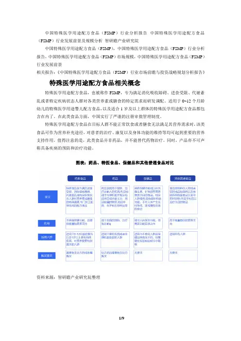 中国特殊医学用途配方食品(FSMP)行业市场前瞻与投资战略规划分析报告