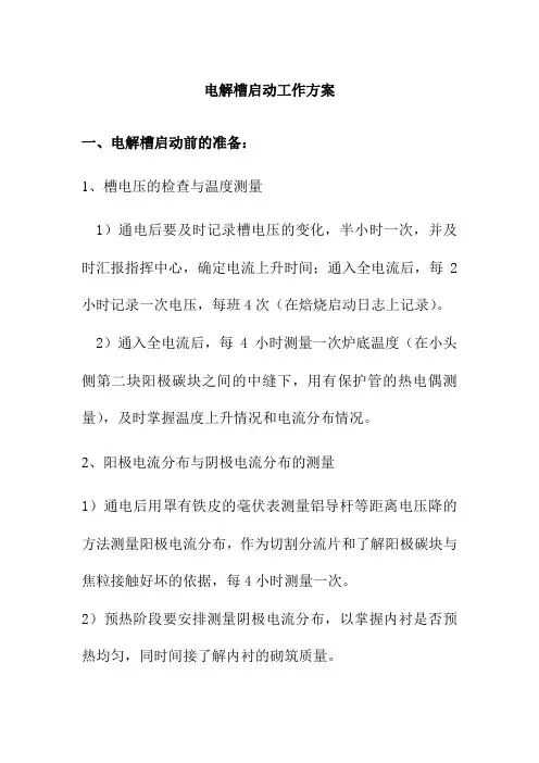 电解槽启动工作方案