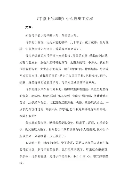 《手指上的温暖》中心思想丁立梅