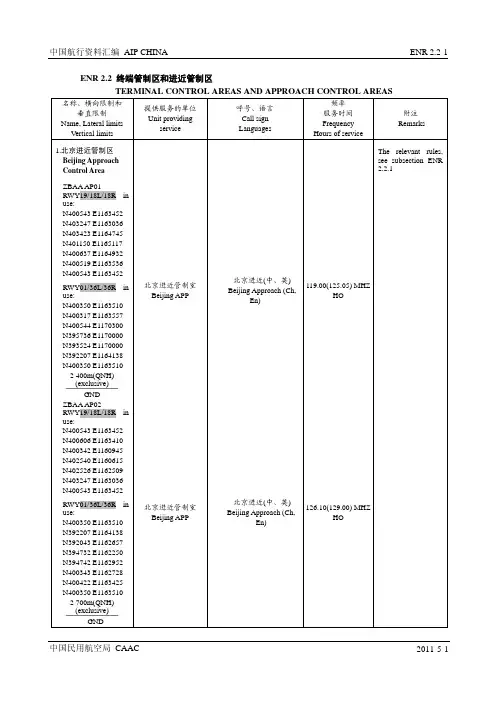 中国航行资料汇编aip china 中国民用航空局caac enr 2.21 enr 2.2