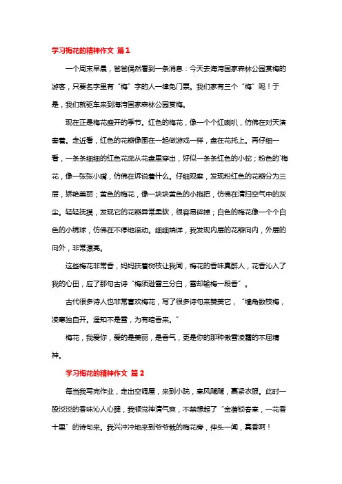 学习梅花精神作文模板10篇