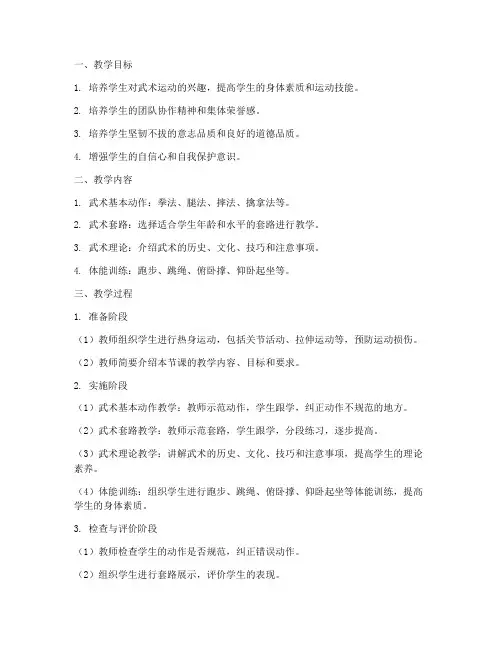武术体智能教学设计方案
