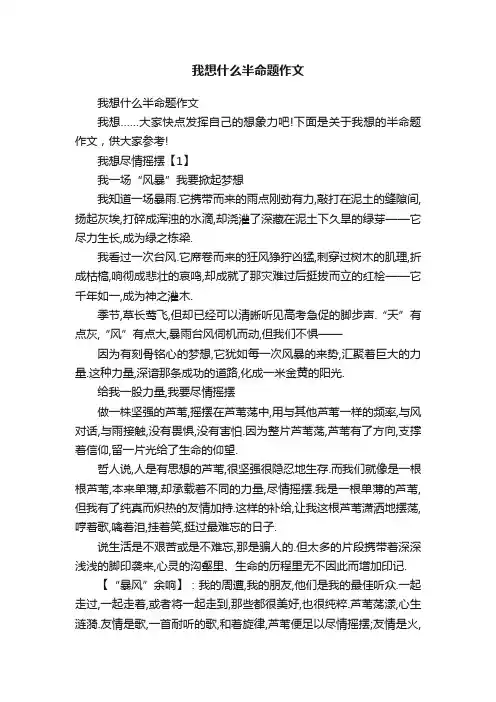 我想什么半命题作文