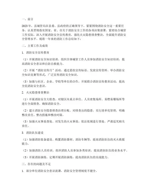 县城管局消防工作总结报告