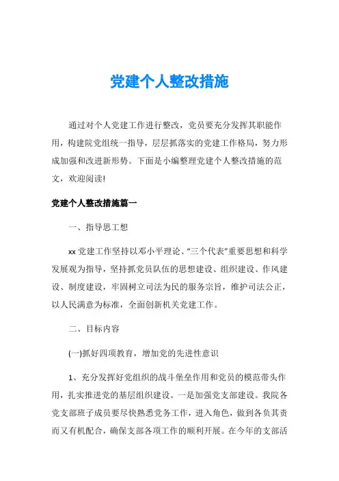 党建个人整改措施