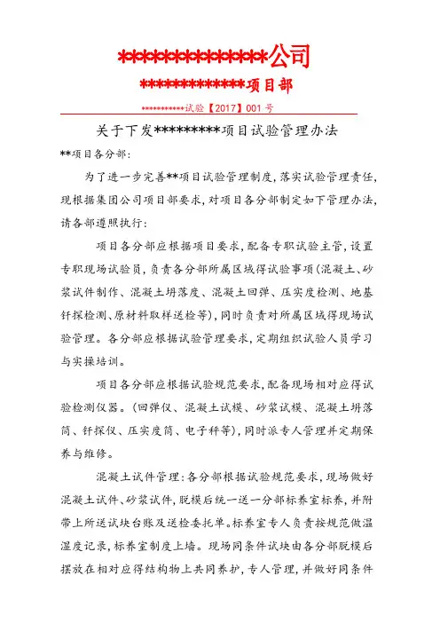 项目试验管理办法