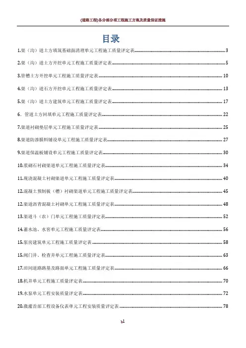 SL703-2015灌溉与排水工程施工质量评定表