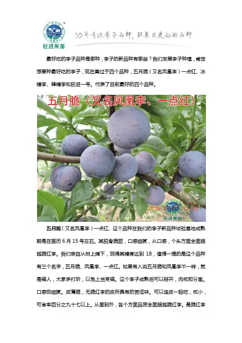 最好吃的李子是哪种,新品种有哪些？
