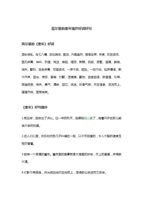 高尔基的童年摘抄好词好句