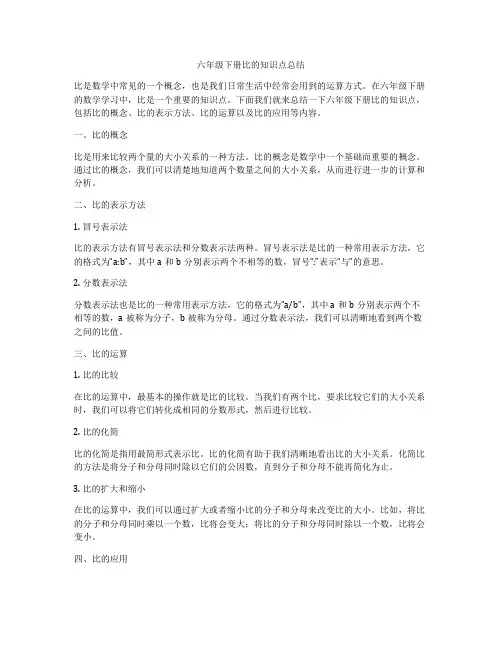 六年级下册比的知识点总结
