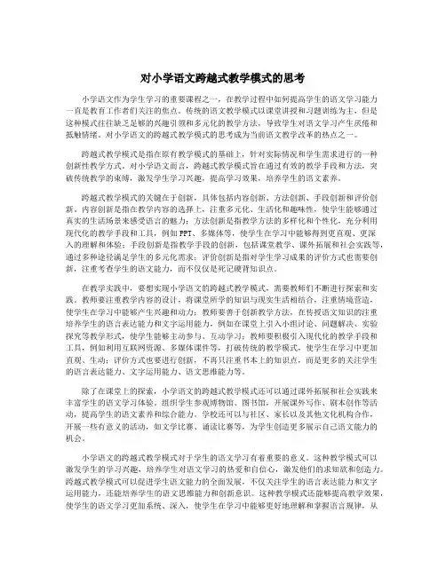 对小学语文跨越式教学模式的思考