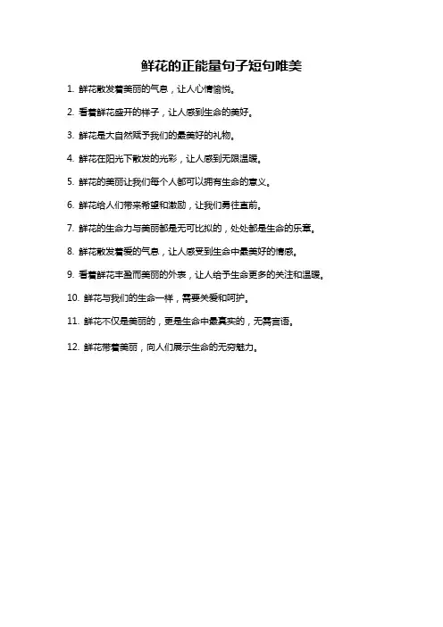 鲜花的正能量句子短句唯美