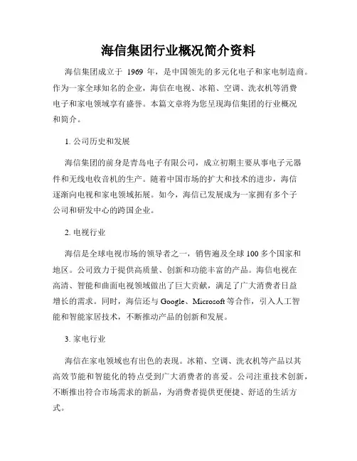 海信集团行业概况简介资料