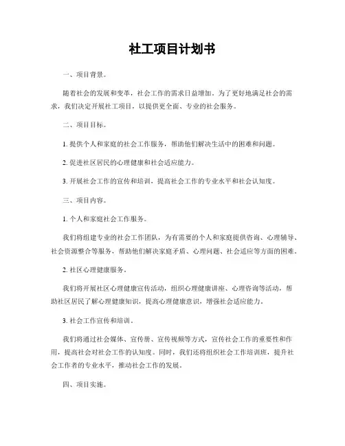 社工项目计划书