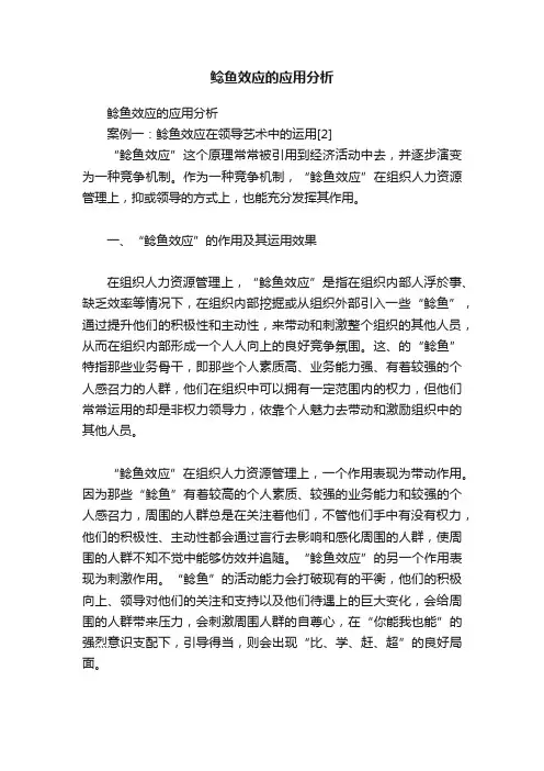 鲶鱼效应的应用分析