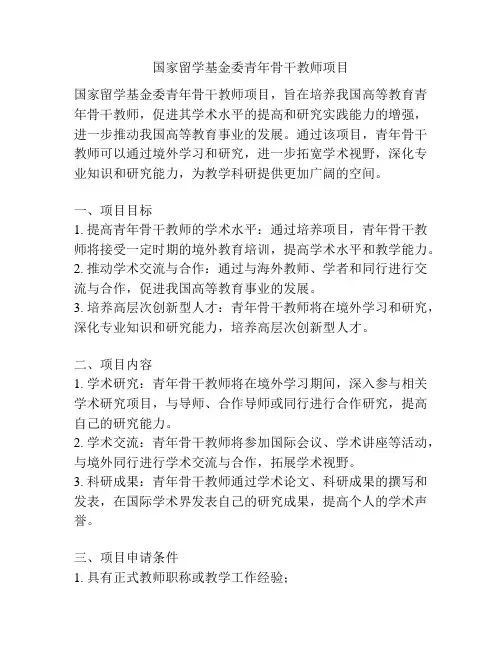 国家留学基金委青年骨干教师项目