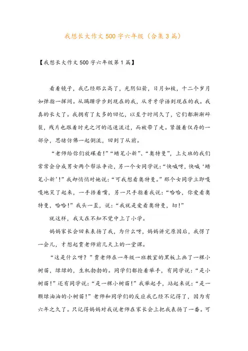 我想长大作文500字六年级(合集3篇)
