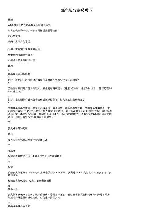 燃气远传表说明书