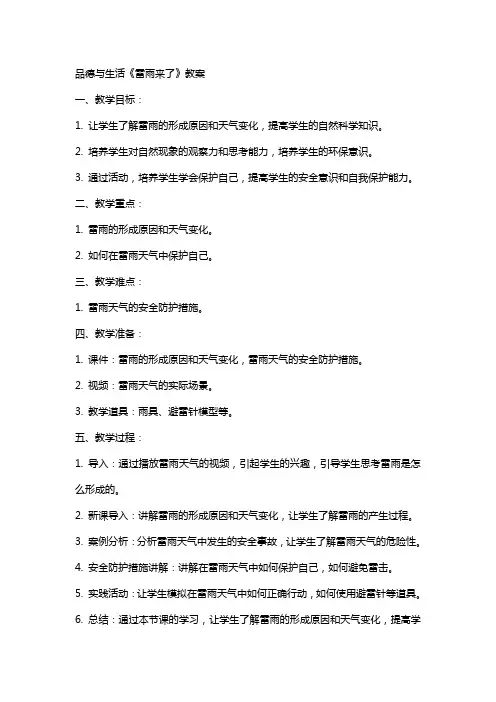 品德与生活《雷雨来了》教案