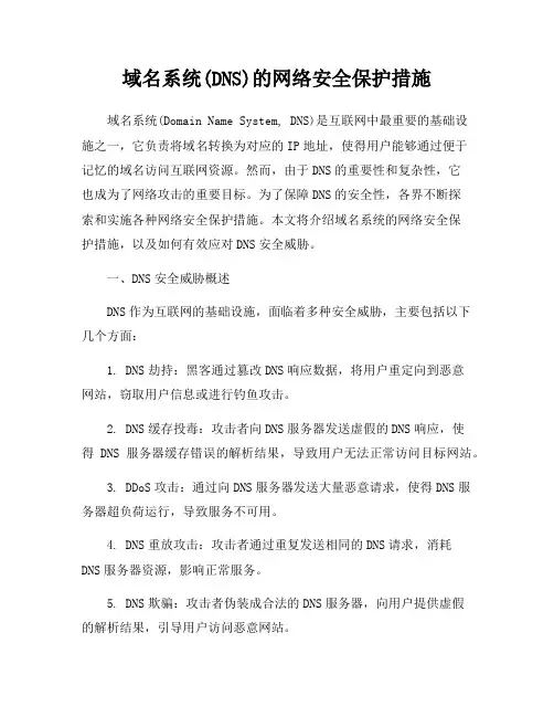 域名系统(DNS)的网络安全保护措施